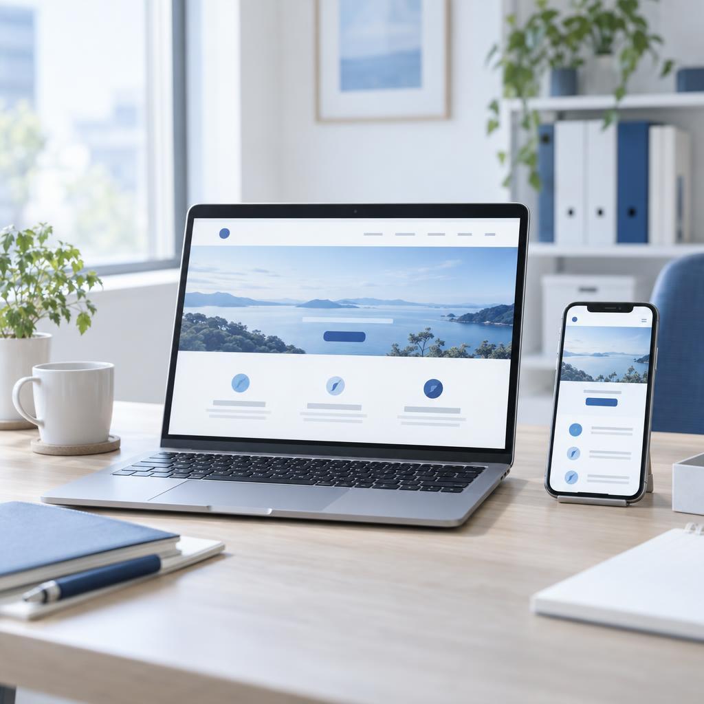 ノートPCとスマートフォンに同じウェブサイトが表示されている