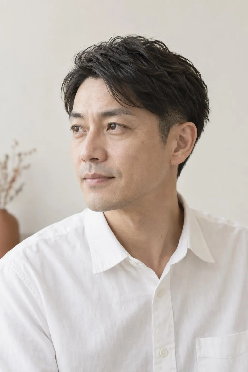 耳まわりをすっきり短くした男性のショートヘア